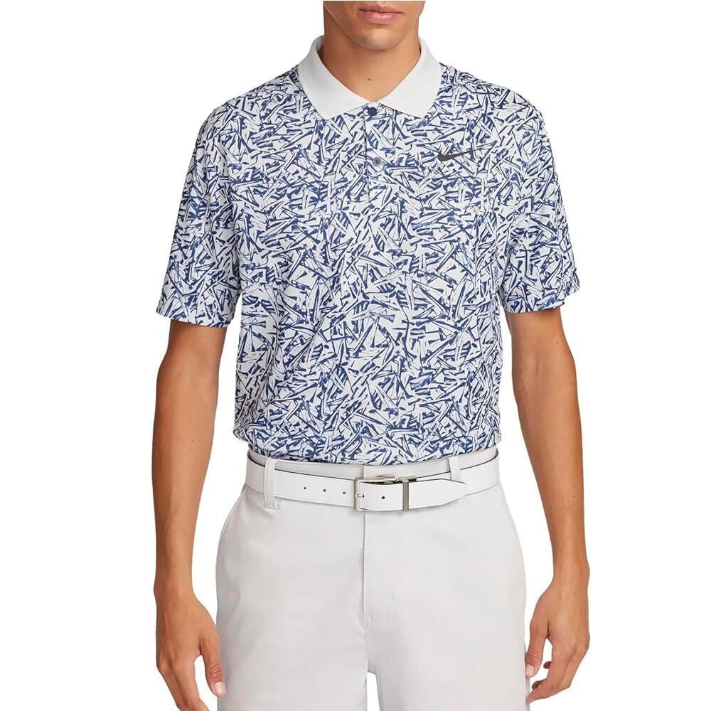 Nike Polo Shirt Mens White Blue Victory+ Golf Tees Dri-FIT Performance sz small